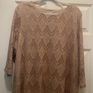 Catherines Metallic Tan Lace Top